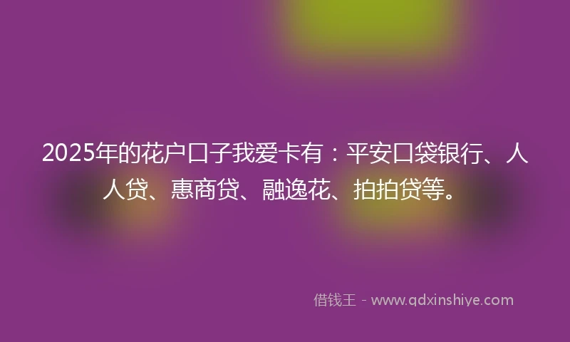 2025年的花户口子我爱卡有：平安口袋银行、人人贷、惠商贷、融逸花、拍拍贷等。
