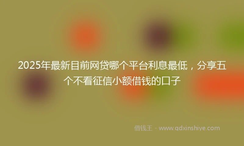 2025年最新目前网贷哪个平台利息最低，分享五个不看征信小额借钱的口子