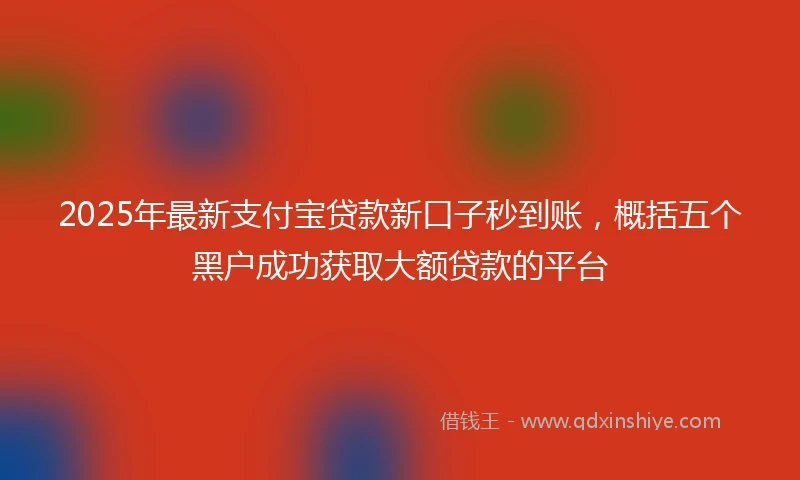 2025年最新支付宝贷款新口子秒到账，概括五个黑户成功获取大额贷款的平台
