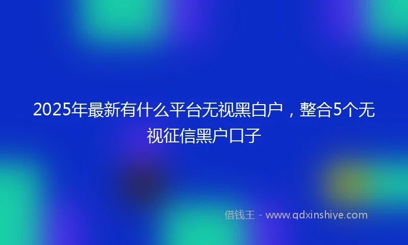 2025年最新有什么平台无视黑白户，整合5个无视征信黑户口子