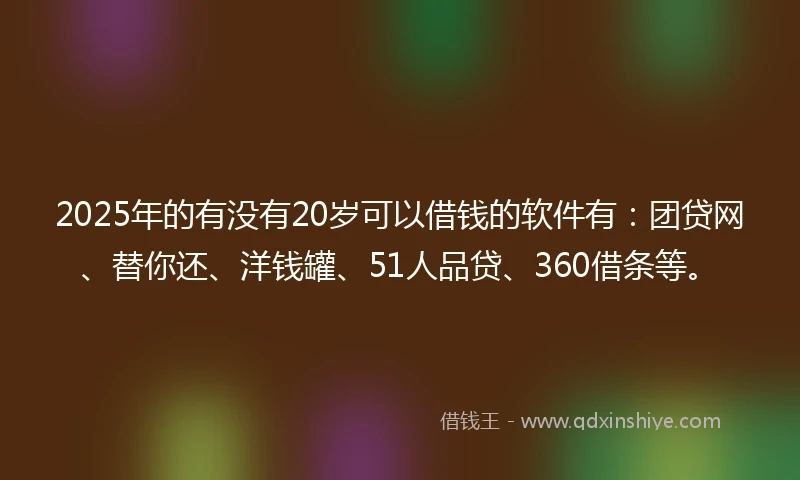 2025年的有没有20岁可以借钱的软件有：团贷网、替你还、洋钱罐、51人品贷、360借条等。