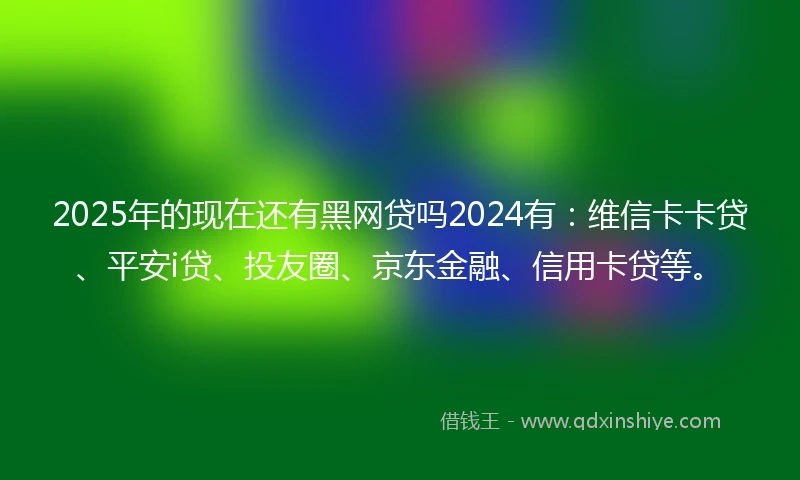 2025年的现在还有黑网贷吗2024有：维信卡卡贷、平安i贷、投友圈、京东金融、信用卡贷等。