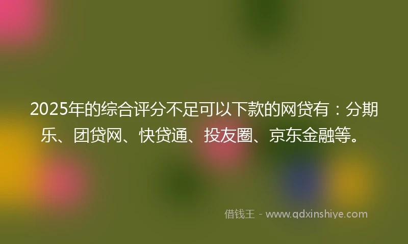 2025年的综合评分不足可以下款的网贷有：分期乐、团贷网、快贷通、投友圈、京东金融等。