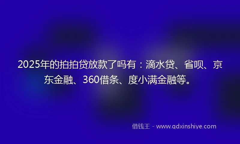 2025年的拍拍贷放款了吗有：滴水贷、省呗、京东金融、360借条、度小满金融等。