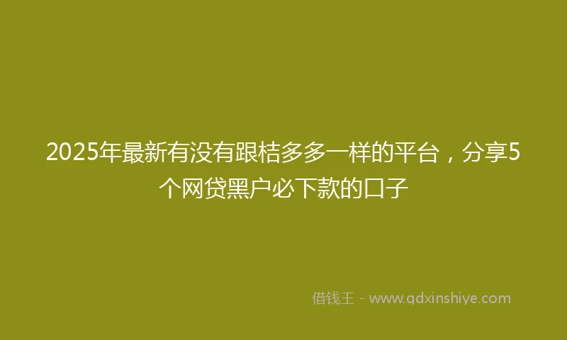 2025年最新有没有跟桔多多一样的平台，分享5个网贷黑户必下款的口子