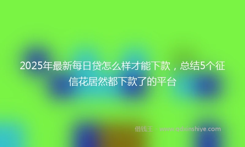 2025年最新每日贷怎么样才能下款，总结5个征信花居然都下款了的平台