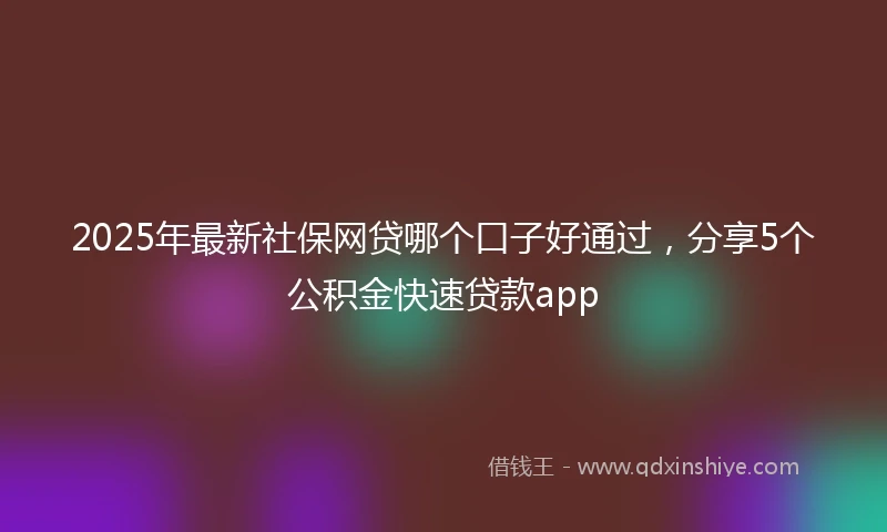 2025年最新社保网贷哪个口子好通过，分享5个公积金快速贷款app