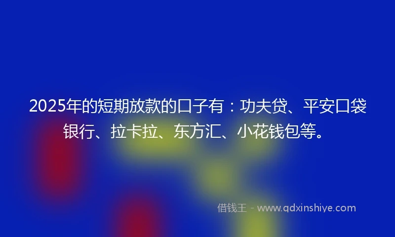2025年的短期放款的口子有：功夫贷、平安口袋银行、拉卡拉、东方汇、小花钱包等。