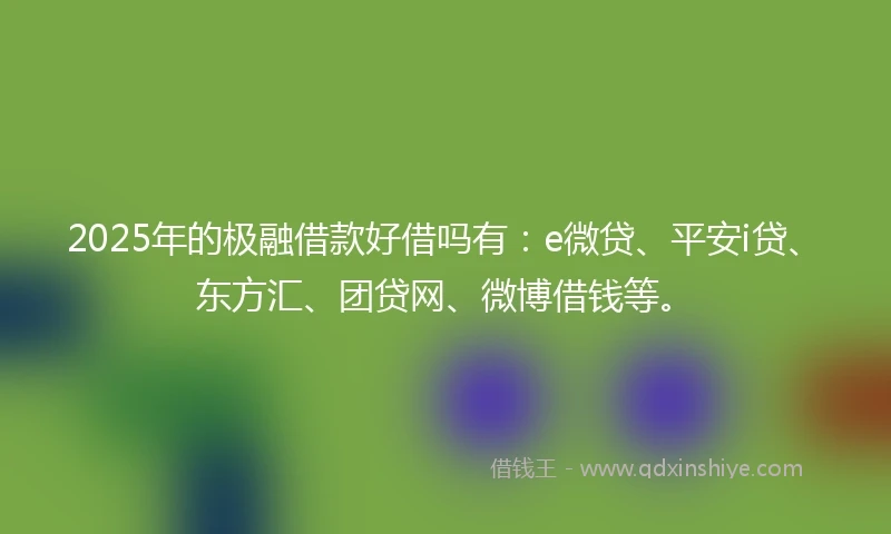 2025年的极融借款好借吗有：e微贷、平安i贷、东方汇、团贷网、微博借钱等。