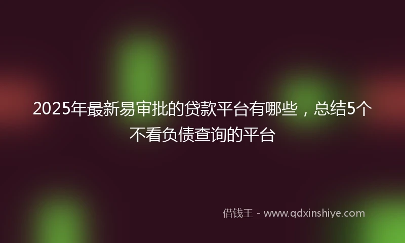 2025年最新易审批的贷款平台有哪些，总结5个不看负债查询的平台