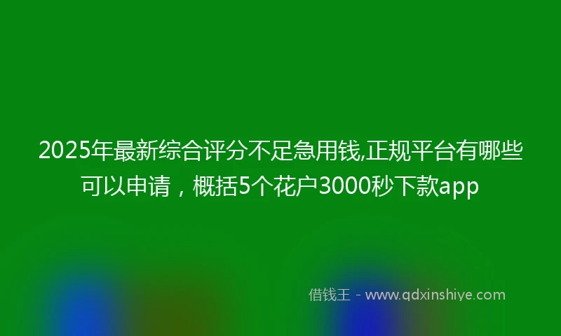 2025年最新综合评分不足急用钱,正规平台有哪些可以申请，概括5个花户3000秒下款app