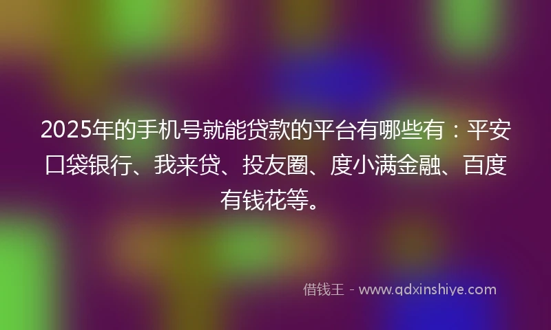 2025年的手机号就能贷款的平台有哪些有：平安口袋银行、我来贷、投友圈、度小满金融、百度有钱花等。