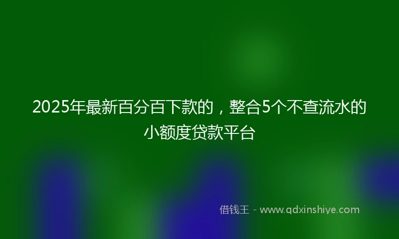 2025年最新百分百下款的，整合5个不查流水的小额度贷款平台
