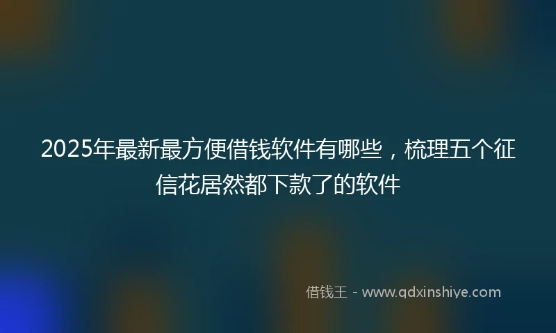 2025年最新最方便借钱软件有哪些，梳理五个征信花居然都下款了的软件