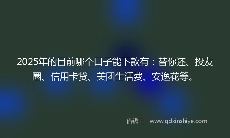 2025年的目前哪个口子能下款有：替你还、投友圈、信用卡贷、美团生活费、安逸花等。