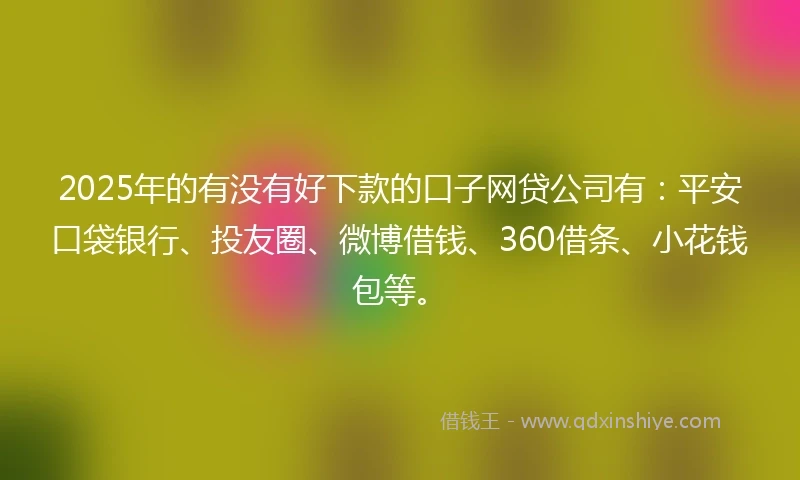 2025年的有没有好下款的口子网贷公司有：平安口袋银行、投友圈、微博借钱、360借条、小花钱包等。