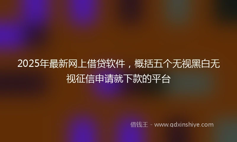 2025年最新网上借贷软件，概括五个无视黑白无视征信申请就下款的平台