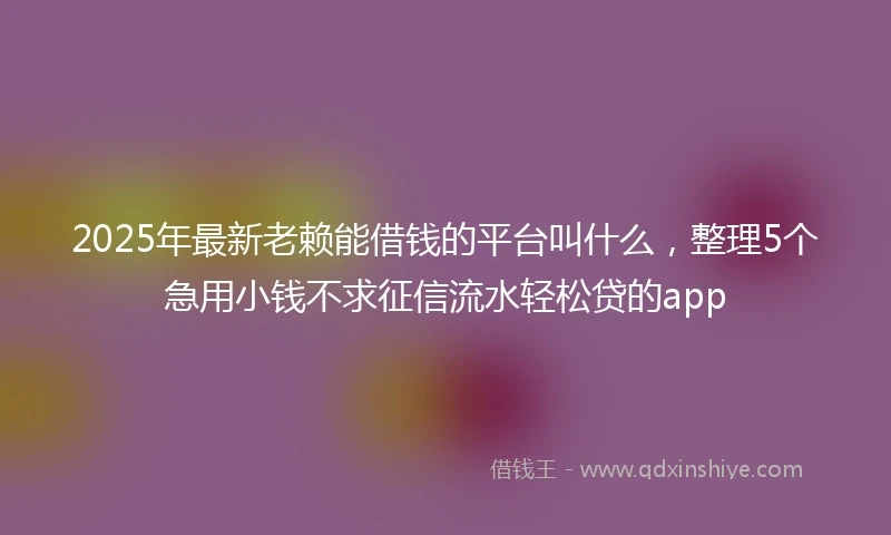 2025年最新老赖能借钱的平台叫什么，整理5个急用小钱不求征信流水轻松贷的app