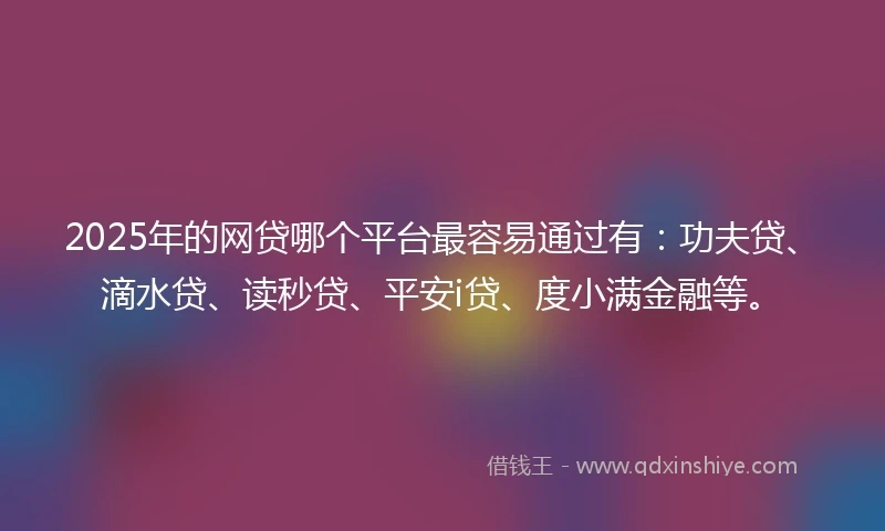 2025年的网贷哪个平台最容易通过有：功夫贷、滴水贷、读秒贷、平安i贷、度小满金融等。