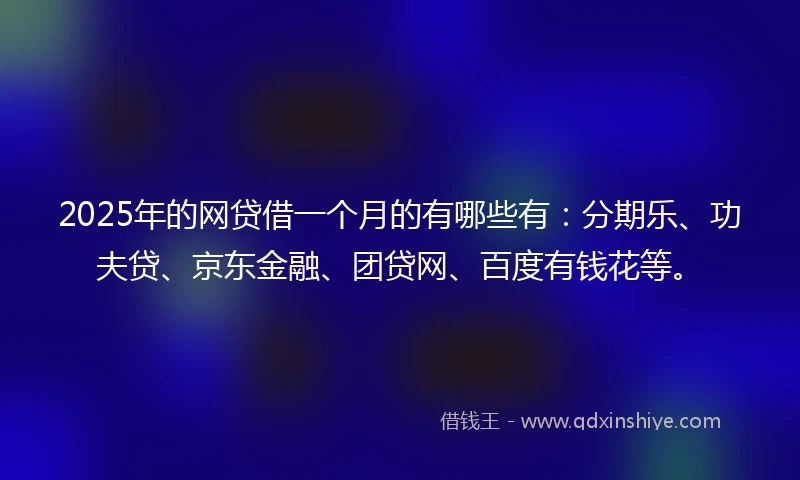 2025年的网贷借一个月的有哪些有：分期乐、功夫贷、京东金融、团贷网、百度有钱花等。