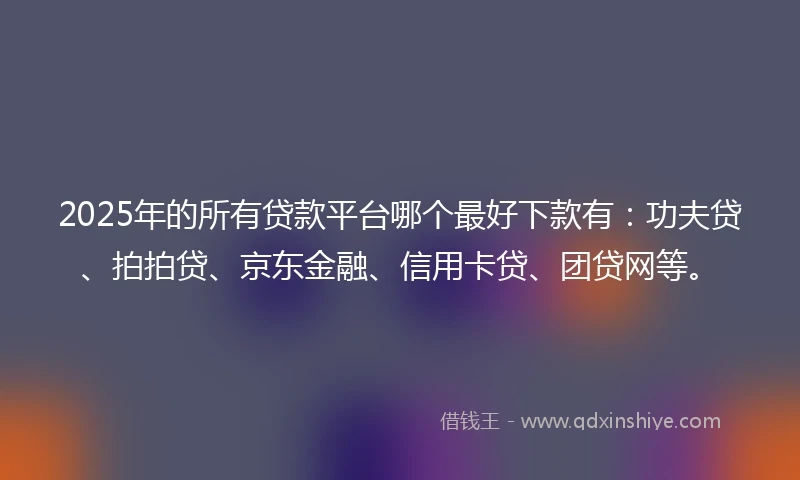 2025年的所有贷款平台哪个最好下款有：功夫贷、拍拍贷、京东金融、信用卡贷、团贷网等。