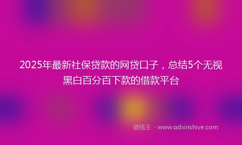 2025年最新社保贷款的网贷口子，总结5个无视黑白百分百下款的借款平台