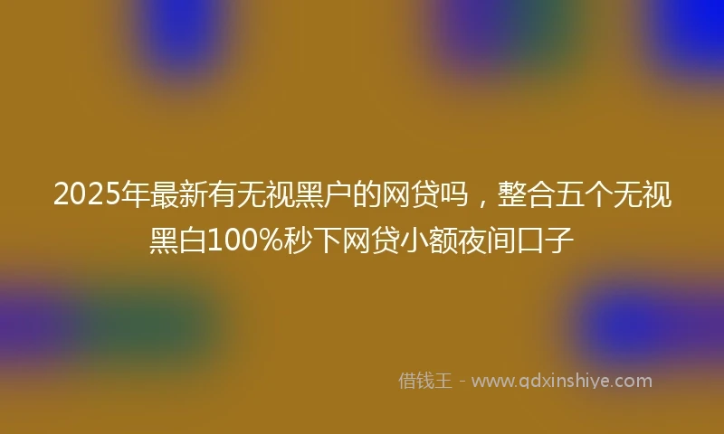 2025年最新有无视黑户的网贷吗，整合五个无视黑白100%秒下网贷小额夜间口子