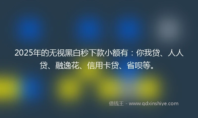 2025年的无视黑白秒下款小额有：你我贷、人人贷、融逸花、信用卡贷、省呗等。