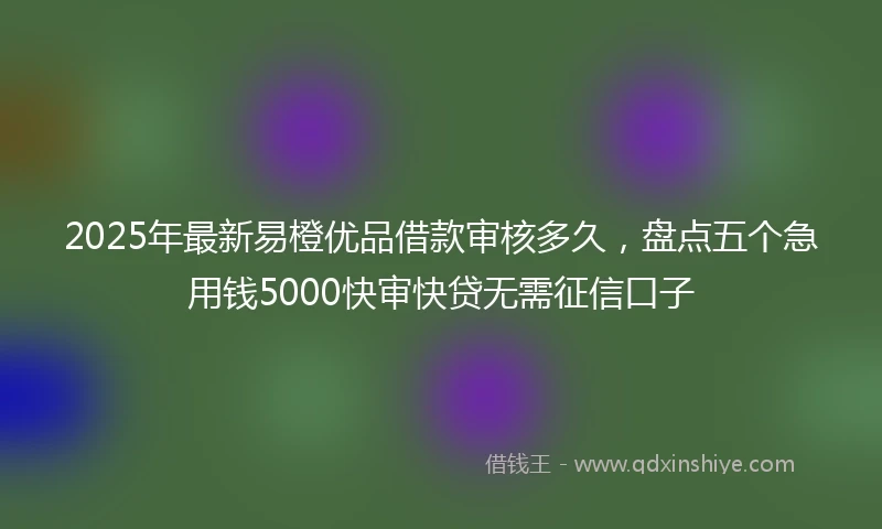 2025年最新易橙优品借款审核多久，盘点五个急用钱5000快审快贷无需征信口子