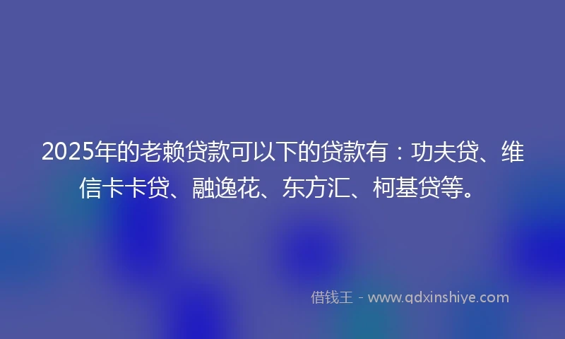 2025年的老赖贷款可以下的贷款有：功夫贷、维信卡卡贷、融逸花、东方汇、柯基贷等。