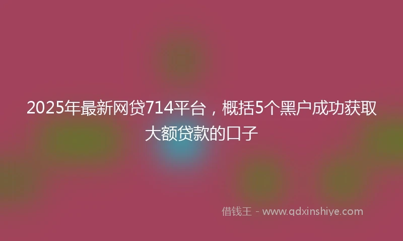 2025年最新网贷714平台，概括5个黑户成功获取大额贷款的口子