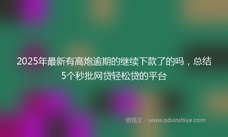 2025年最新有高炮逾期的继续下款了的吗，总结5个秒批网贷轻松贷的平台