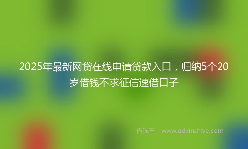 2025年最新网贷在线申请贷款入口，归纳5个20岁借钱不求征信速借口子