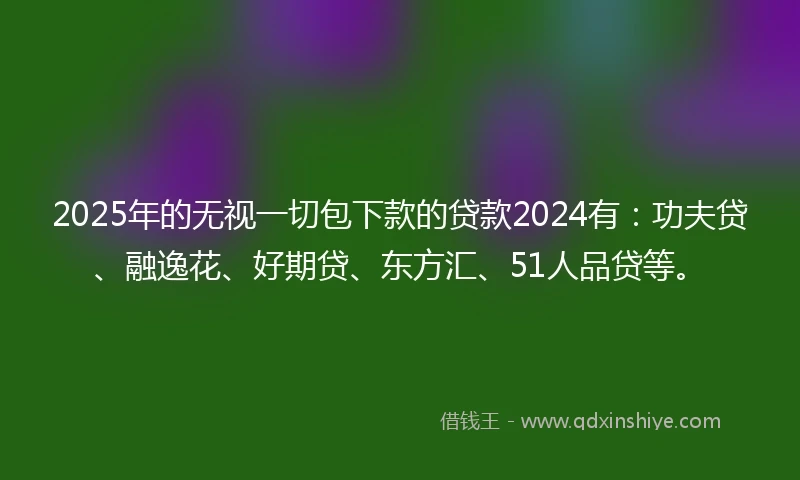 2025年的无视一切包下款的贷款2024有：功夫贷、融逸花、好期贷、东方汇、51人品贷等。