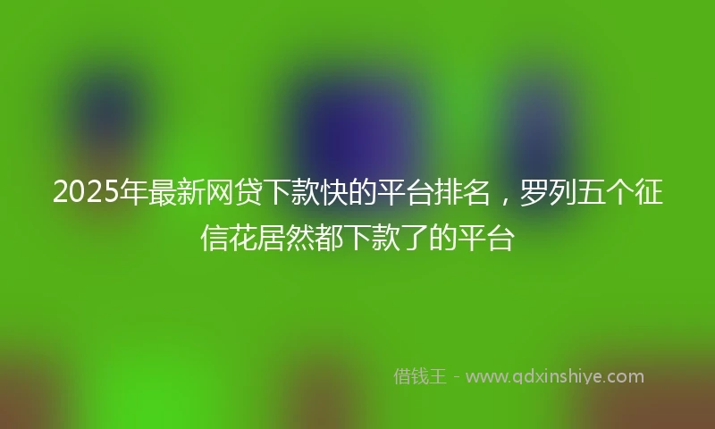 2025年最新网贷下款快的平台排名，罗列五个征信花居然都下款了的平台