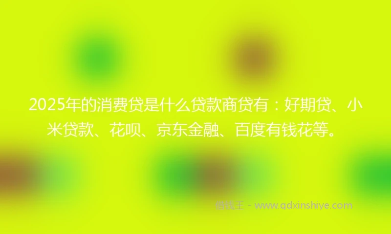 2025年的消费贷是什么贷款商贷有：好期贷、小米贷款、花呗、京东金融、百度有钱花等。