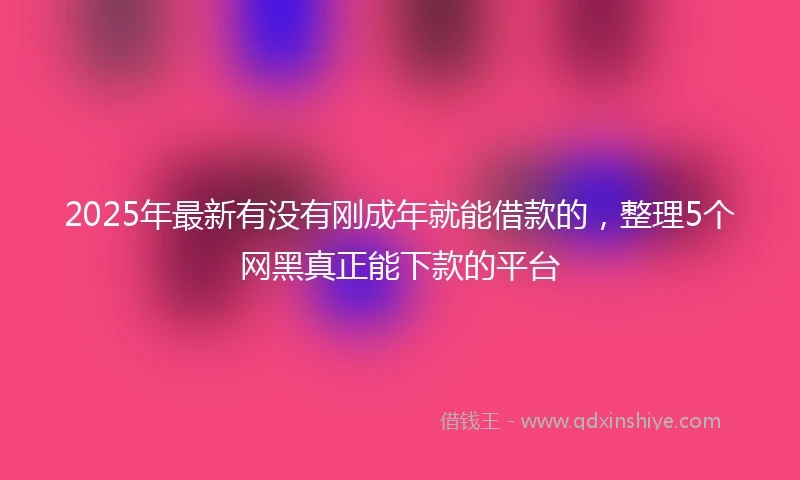 2025年最新有没有刚成年就能借款的，整理5个网黑真正能下款的平台