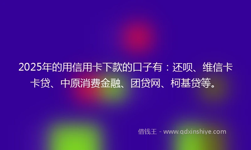2025年的用信用卡下款的口子有：还呗、维信卡卡贷、中原消费金融、团贷网、柯基贷等。
