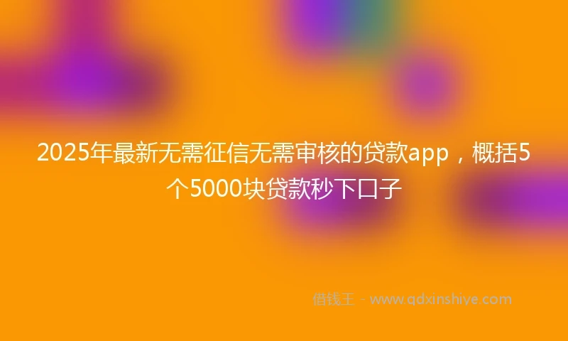 2025年最新无需征信无需审核的贷款app，概括5个5000块贷款秒下口子