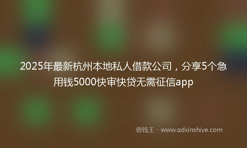 2025年最新杭州本地私人借款公司，分享5个急用钱5000快审快贷无需征信app