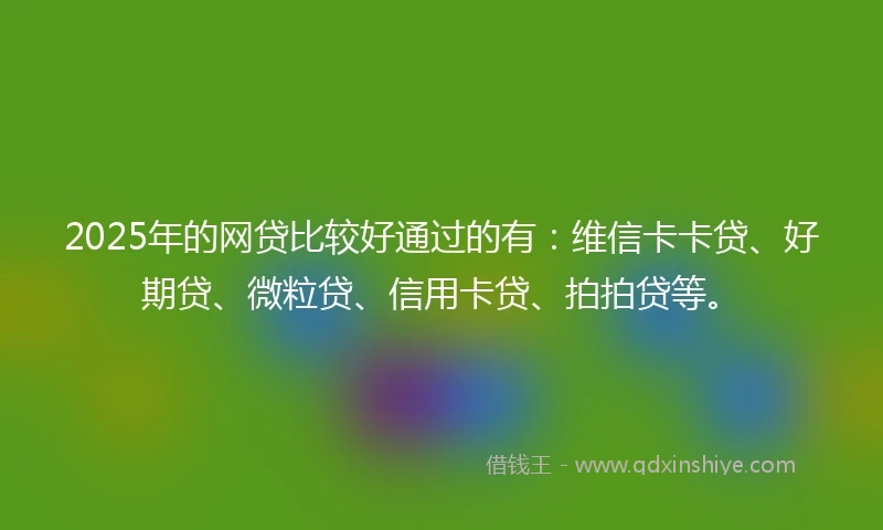 2025年的网贷比较好通过的有：维信卡卡贷、好期贷、微粒贷、信用卡贷、拍拍贷等。
