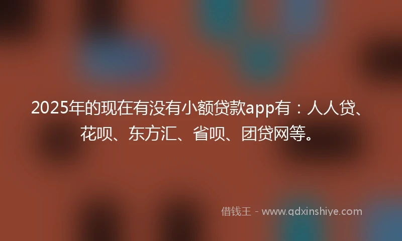 2025年的现在有没有小额贷款app有：人人贷、花呗、东方汇、省呗、团贷网等。