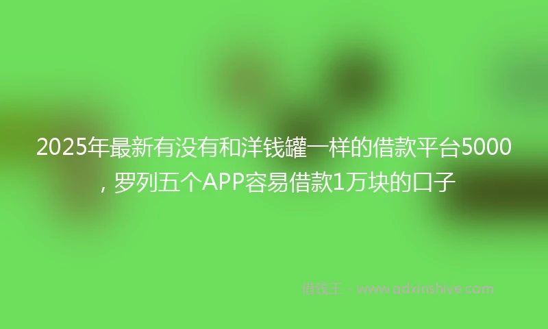 2025年最新有没有和洋钱罐一样的借款平台5000，罗列五个APP容易借款1万块的口子