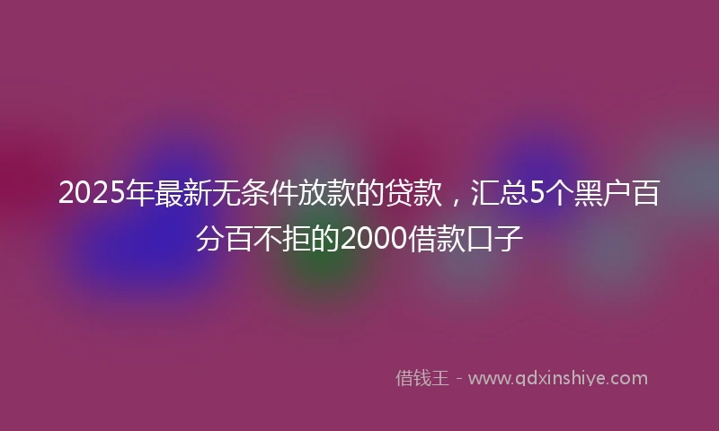 2025年最新无条件放款的贷款，汇总5个黑户百分百不拒的2000借款口子