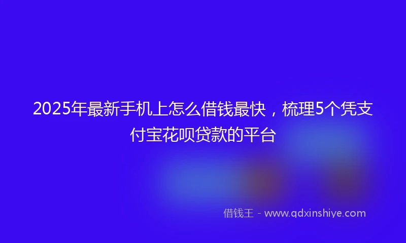 2025年最新手机上怎么借钱最快，梳理5个凭支付宝花呗贷款的平台