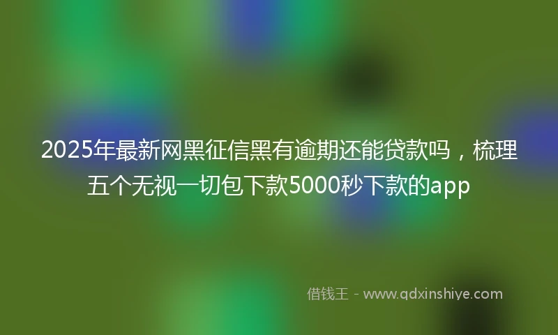 2025年最新网黑征信黑有逾期还能贷款吗，梳理五个无视一切包下款5000秒下款的app
