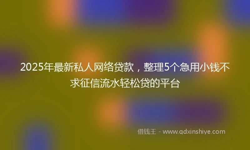 2025年最新私人网络贷款，整理5个急用小钱不求征信流水轻松贷的平台