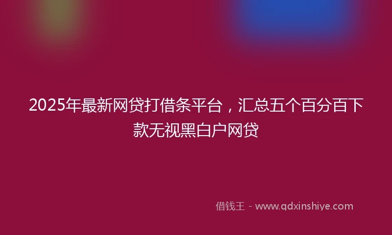 2025年最新网贷打借条平台，汇总五个百分百下款无视黑白户网贷