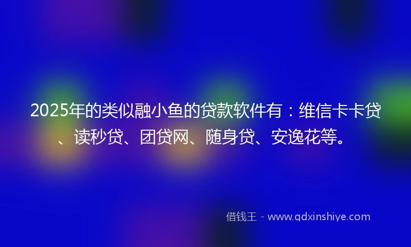 2025年的类似融小鱼的贷款软件有：维信卡卡贷、读秒贷、团贷网、随身贷、安逸花等。