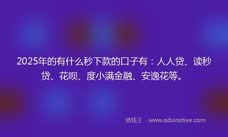 2025年的有什么秒下款的口子有：人人贷、读秒贷、花呗、度小满金融、安逸花等。